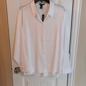 Express Classic White Button-Down Shirt
